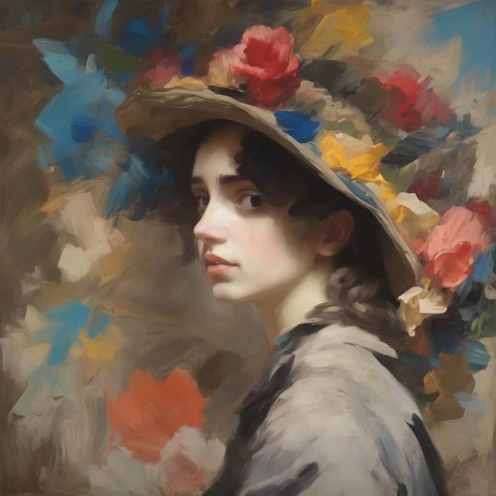 Ομορφη γυναικεία πορτρέτο σε ζωγραφικό στυλ, με φανταστικά στοιχεία και δημιουργικότητα, με αισθητική έμπνευση και τέχνη.